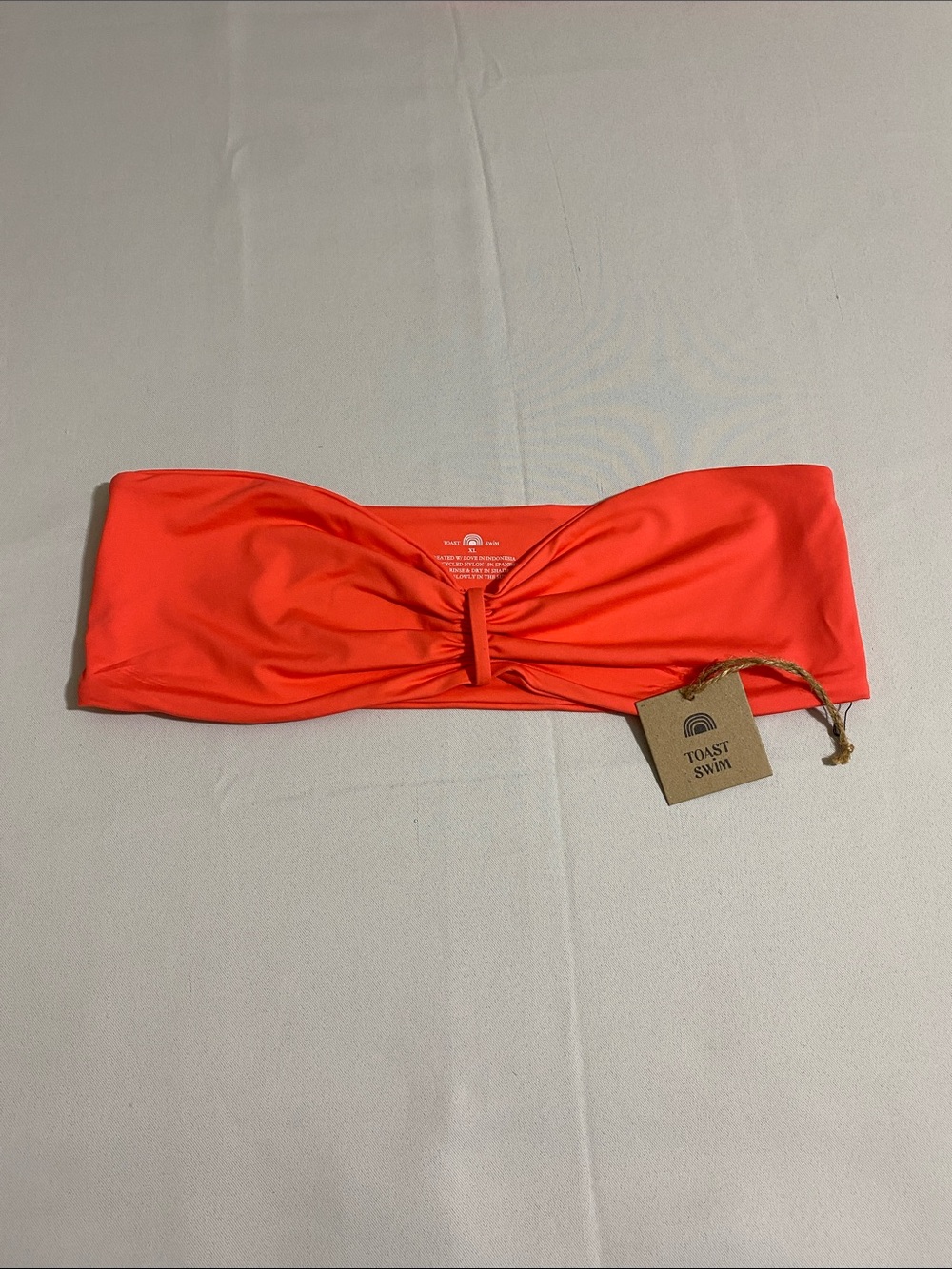 TOAST SWIM Signature Cinch Bandeau Bikini Top ORANGE Women's Size XL